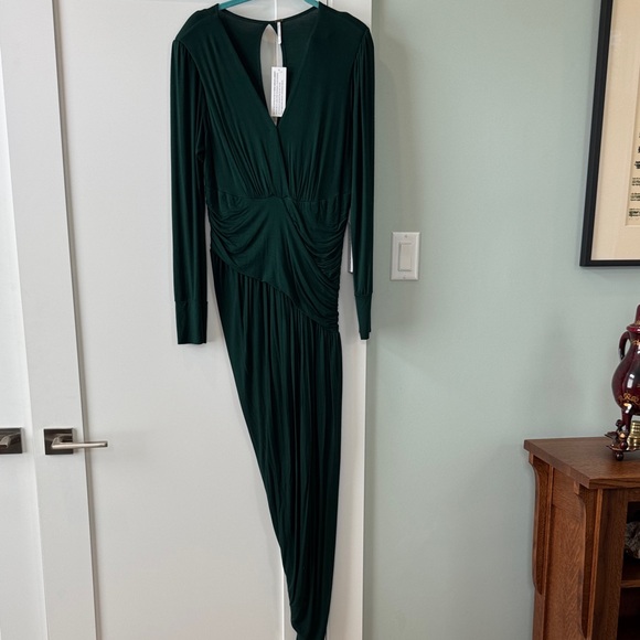 Young Fabulous & Broke Dresses & Skirts - Long Sleeve Dark Green Draped Midi Dress